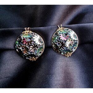 Vintage Northern Lights Carnival Glass Clip On Earrings